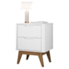 Mesa De Cabeceira 2 Gavetas Pes Madeira 50 cm Vicenza Branco DCASA