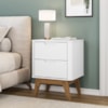 Mesa De Cabeceira 2 Gavetas Pes Madeira 50 cm Vicenza Branco DCASA