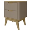 Mesa De Cabeceira 2 Gavetas Pes Madeira 50 cm Vicenza Fendi Hannover DCASA