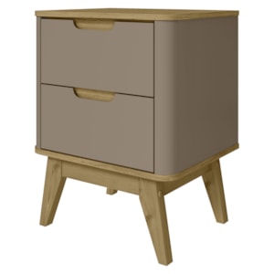 Mesa De Cabeceira 2 Gavetas Pes Madeira 50 cm Vicenza Fendi Hannover DCASA