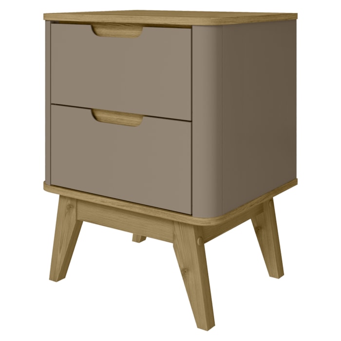 Mesa De Cabeceira 2 Gavetas Pes Madeira 50 cm Vicenza Fendi Hannover DCASA