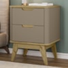 Mesa De Cabeceira 2 Gavetas Pes Madeira 50 cm Vicenza Fendi Hannover DCASA