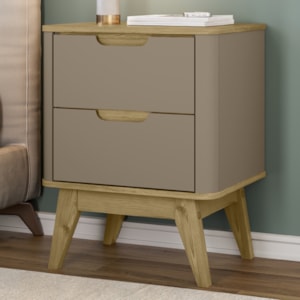 Mesa De Cabeceira 2 Gavetas Pes Madeira 50 cm Vicenza Fendi Hannover DCASA