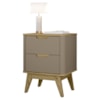 Mesa De Cabeceira 2 Gavetas Pes Madeira 50 cm Vicenza Fendi Hannover DCASA