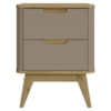 Mesa De Cabeceira 2 Gavetas Pes Madeira 50 cm Vicenza Fendi Hannover DCASA