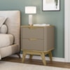 Mesa De Cabeceira 2 Gavetas Pes Madeira 50 cm Vicenza Fendi Hannover DCASA