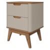 Mesa De Cabeceira 2 Gavetas Pes Madeira 50 cm Vicenza Off White Cedro DCASA