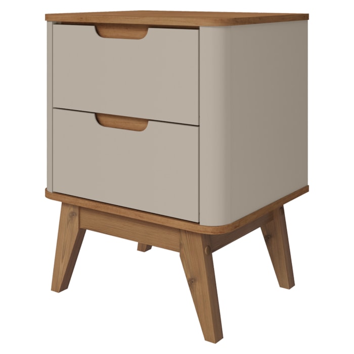 Mesa De Cabeceira 2 Gavetas Pes Madeira 50 cm Vicenza Off White Cedro DCASA