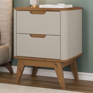Mesa De Cabeceira 2 Gavetas Pes Madeira 50 cm Vicenza Off White Cedro DCASA