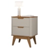 Mesa De Cabeceira 2 Gavetas Pes Madeira 50 cm Vicenza Off White Cedro DCASA
