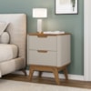Mesa De Cabeceira 2 Gavetas Pes Madeira 50 cm Vicenza Off White Cedro DCASA