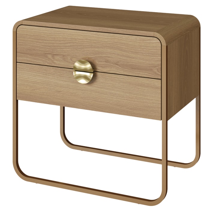 Mesa De Cabeceira 2G Organica 60 cm 28062 Hanover Dourado Artesano