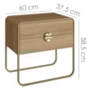 Mesa De Cabeceira 2G Organica 60 cm 28062 Hanover Dourado Artesano