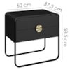 Mesa De Cabeceira 2G Organica 60 cm 28062 Nero Preto Artesano