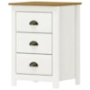 Mesa De Cabeceira 3 Gav Madeira Maciça 46 cm 9130 Branco Freijo Milani Store