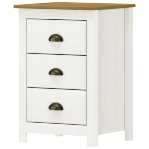 Mesa De Cabeceira 3 Gav Madeira Maciça 46 cm 9130 Branco Freijo Milani Store