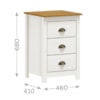 Mesa De Cabeceira 3 Gav Madeira Maciça 46 cm 9130 Branco Freijo Milani Store