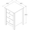 Mesa De Cabeceira 3 Gavetas 40 cm DM113 Branco Dtall