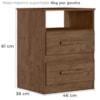 Mesa de Cabeceira Apolo 2 Gavetas 46 cm Castanho Wood Flex Moval