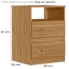 Mesa de Cabeceira Apolo 2 Gavetas 46 cm Freijo Moval