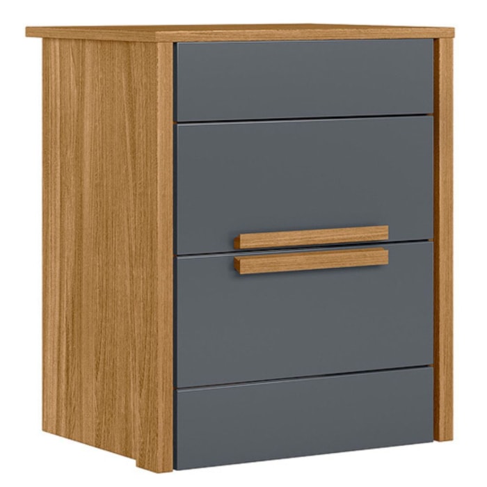Mesa de Cabeceira Dhara 2 Gavetas 51 cm Freijo Cinza Moval