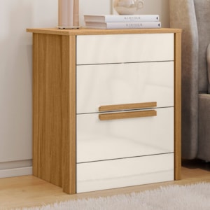 Mesa de Cabeceira Dhara 2 Gavetas 51 cm Freijo Off White Moval