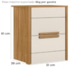 Mesa de Cabeceira Dhara 2 Gavetas 51 cm Freijo Off White Moval