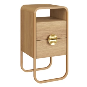 Mesa de Cabeceira Luna 2 Gavetas 30 cm Pes Metalicos Hanover Dourado Artesano