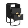 Mesa de Cabeceira Luna 2 Gavetas 30 cm Pes Metalicos Nero Preto Artesano