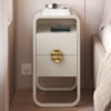 Mesa de Cabeceira Luna 2 Gavetas 30 cm Pes Metalicos Off White Artesano