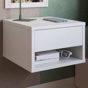 Mesa De Cabeceira Suspensa 1 Gaveta 30 cm B87 Branco NOVAM
