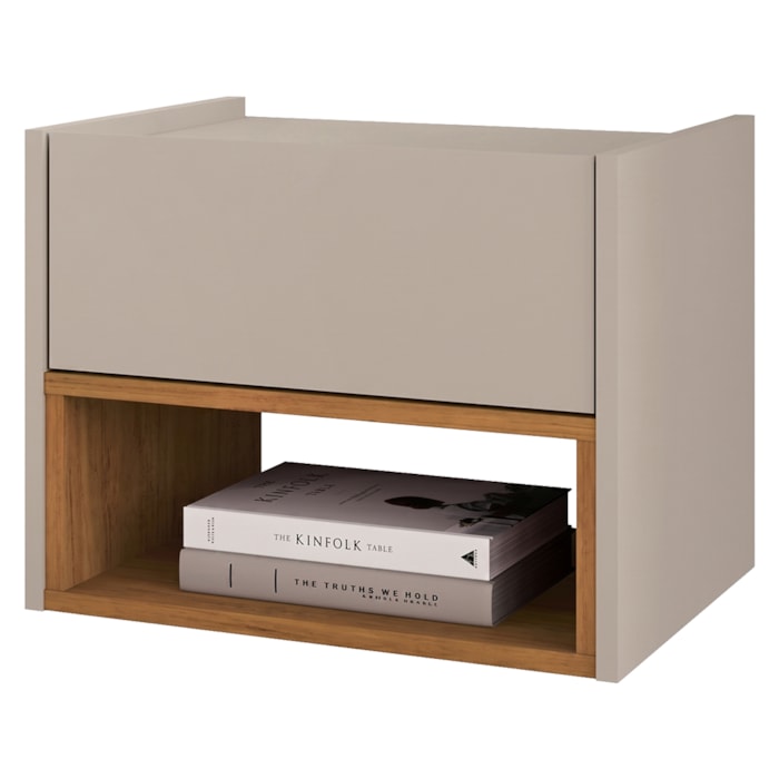 Mesa De Cabeceira Suspensa 1 Gaveta 45 cm Florença Off White Cedro DCASA