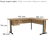 Mesa De Canto Com Gaveteiro 170x150 cm Versatil 1170A Itapua Kappesberg