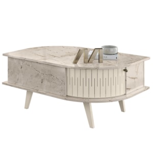 Mesa De Centro 2 Portas 90 cm Indianapolis Calacata Off White MADETEC
