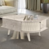 Mesa De Centro 2 Portas 90 cm Indianapolis Calacata Off White MADETEC