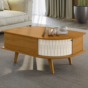 Mesa De Centro 2 Portas 90 cm Indianapolis Cinamomo Off White MADETEC