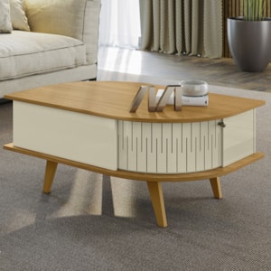 Mesa De Centro 2 Portas 90 cm Indianapolis Cumaru Opala MADETEC