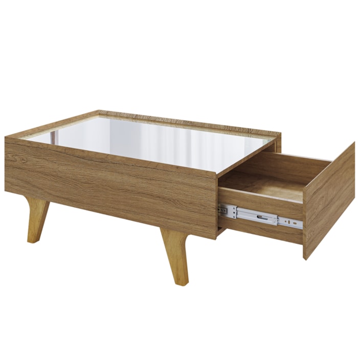 Mesa De Centro Com Espelho 1 Gaveta Sena 90 cm Naturalle BECHARA