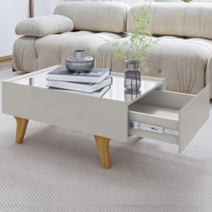Mesa De Centro Com Espelho 1 Gaveta Sena 90 cm Off White BECHARA