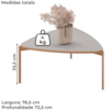 Mesa De Centro Lina 77 cm Pes Metal Bali Dourado DJ MOVEIS