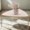Mesa De Centro Lina 77 cm Pes Metal Off White Dourado DJ MOVEIS