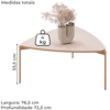 Mesa De Centro Lina 77 cm Pes Metal Off White Dourado DJ MOVEIS