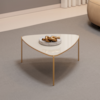 Mesa De Centro Lina 77 cm Pes Metal Off White Dourado DJ MOVEIS