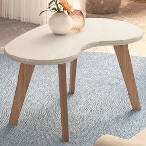 Mesa de Centro MDF Tampo Curvo 91 cm 4604 Off White ARLY