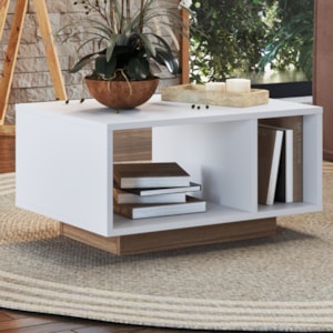 Mesa de Centro Para Sala 2 Nichos 60X45 cm B58 Branco NOVAM