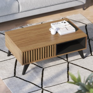 Mesa de Centro Para Sala 91 cm Jeri Noce Milano Preto Colibri