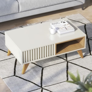 Mesa de Centro Para Sala 91 cm Jeri Off White Freijo Colibri