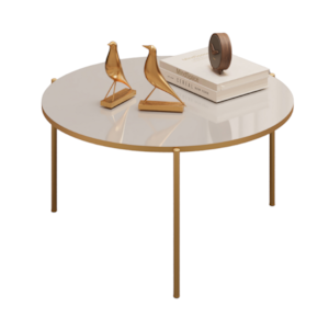 Mesa De Centro Redonda 69 cm Cleia Bali Dourado DJ MOVEIS
