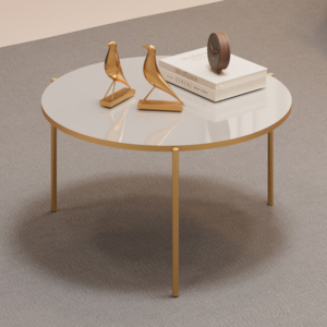 Mesa De Centro Redonda 69 cm Cleia Bali Dourado DJ MOVEIS