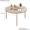Mesa De Centro Redonda 69 cm Cleia Bali Dourado DJ MOVEIS